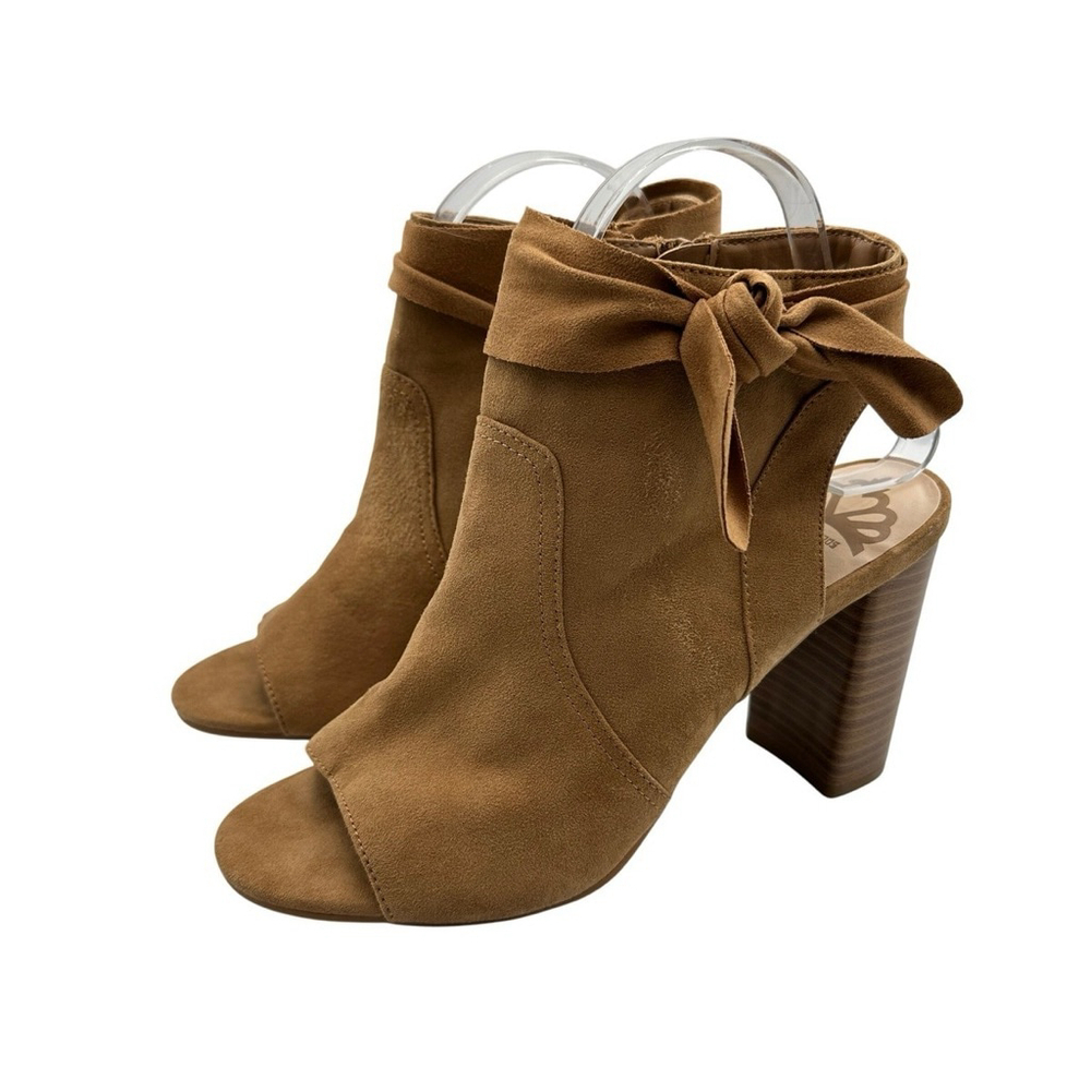 Fergalicious Brown Suede Peep Toe Ankle Boots Size 7.5